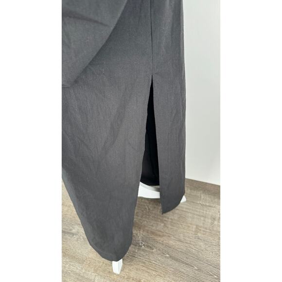 MNG Mango Ruched Midi Dress Womens Size 10 Square Neck New Black Sleeveless - Picture 13 of 16